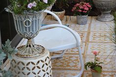 Stenciling Patio Pavers with Driftwood Weathering Wood Finish