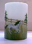 Candle stenciled with Horse