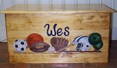 Toy Chest Stenciled with Sports Design