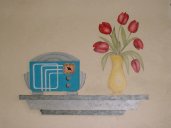 radio and tulips close-up