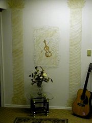 Plaster violin and columns